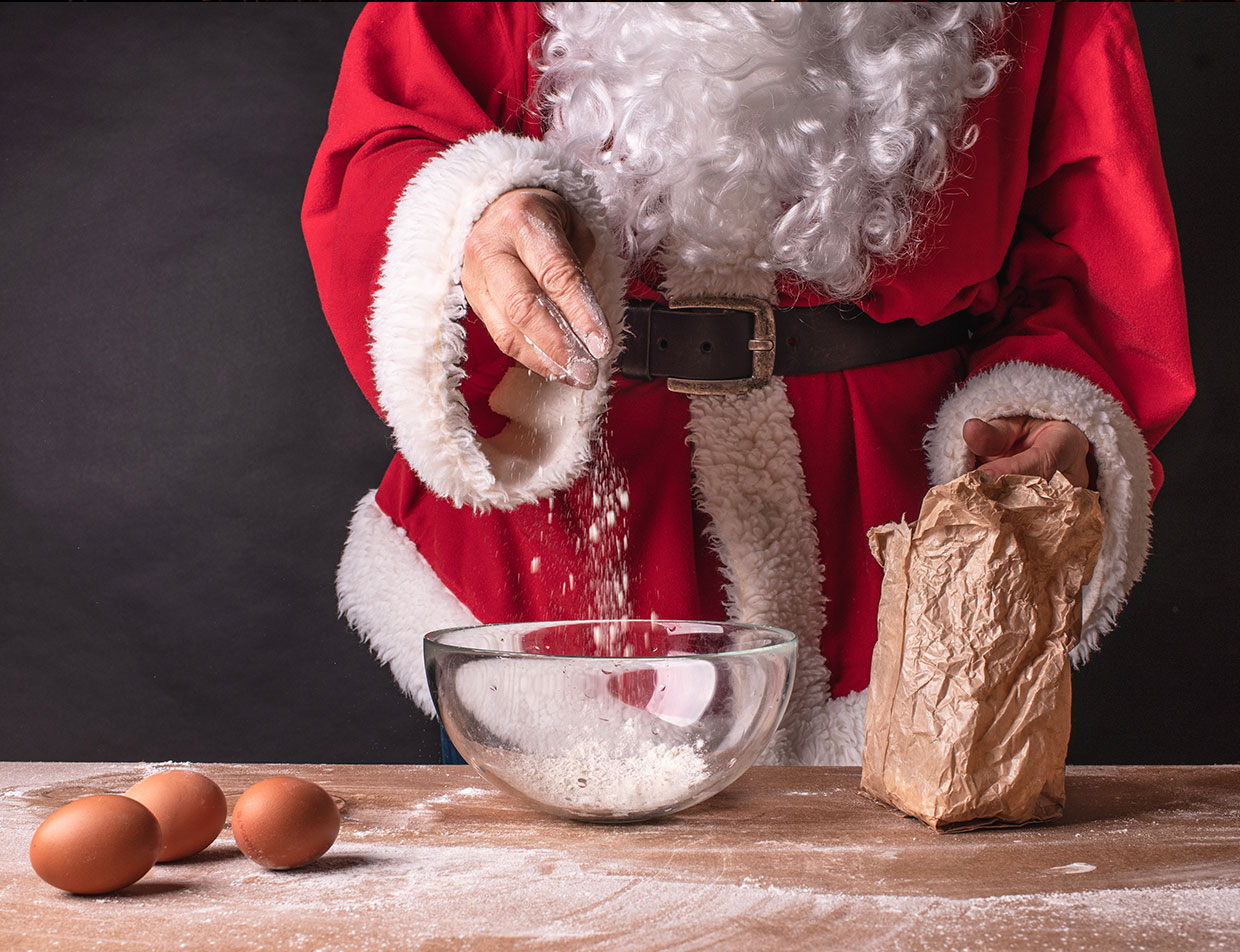 Santa cooking a meal